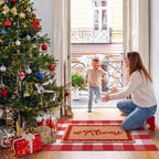 2pcs Christmas Welcome Mat for Front Door Layered Buffalo Plaid Outdoor Rug - Image 6