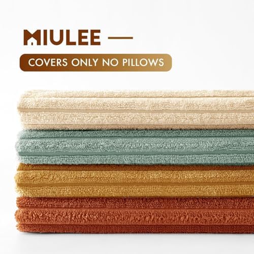 MIULEE Soft Corduroy Decorative Throw Pillow Covers Teal-Rust 20x20 - Image 7