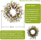 Summer Wreath for Front Door, 22 in Pink Cherry Blossom Hydrangea - Image 4