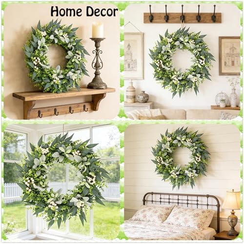26" Artificial Eucalyptus Wreath for Front Door - Image 3