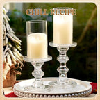 CHILL RECIPE Hurricane Candle Holder Glass Pillar Candle Holder Set of 3, Tall Big Wide Taper Candlestick Candle Holder with Chimney for Christmas Decoration Wedding Table Dinning Church Centerpiece - Image 5