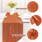 Sugargirl 10 Packs 12 x 72 inches Sequin Table Runner, Glitter Orange Table Runner for Birthday Party Supplies Wedding Holiday Celebration Event Decorations - Image 3