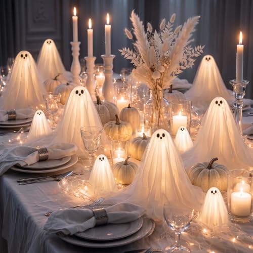 Woanger 5 Pcs Halloween Ghost Table Decorations Light Up Ghost Indoor Decor by Woanger