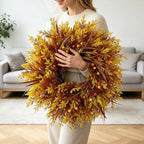 28'' Fall Wreaths for Front Door, Autumn Cypress Wreath with Reed Grass,Red Berries, Fall Door Wreath for Home Farmhouse Wall Window Decor for Thanksgiving, Halloween, Harvest Festival - Image 3