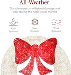 Best Choice Products 48in Pre-Lit Outdoor Christmas Wreath Decoration, LED Metal Holiday Decor for Home w/ 140 Lights, Bow - White/Red - Image 5