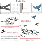 4PCS Metal Birds Wall Decor, Birds on the Branch Silhouette Art, Metal Leaves with Hummingbirds Outdoor Art Hanging Wall Sculpture for Home Office Balcony Garden Decor.（Colorful,Hummingbirds） - Image 2