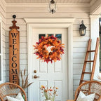 Artificial Fall Eucalyptus Wreath for Front Door with Pumpkin Berries 22" Autumn Wreath Fall Flowers Outdoor Wreaths for Home Proch Indoor Farmhouse Thanksgiving Wall Window Festival Decor - Image 5