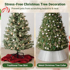 ELYKEN Silver Christmas Tree Collar, 33 Inch Woven Xmas Tree Skirt Cord Cut-Out - Protects Tree Base from Pets, Stylish Holiday Tree Skirt Alternative, Round Tree Ring for Christmas Tree Decor - Image 5