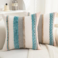 Boho Pillow Covers 18x18 Set of 2 for Couch-Modern Farmhouse Sofa Decorative Teal Throw Pillow Covers Textured Chenille Cushion Covers Outdoor Netural Bohemian Pillow Cases Square by PLEPATE