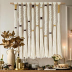 Macrame Wall Hanging Woven Knot Tassel Fringe Boho Wall Art 27"W*29"L - Image 2