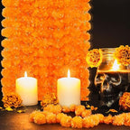 Fovths 11 Pieces 5 Feet Long Marigold Garland Bulk Light Orange Indian American Wedding Party Mantel Decoration Long Strands Artificial Dia De Los Muertos Decor for Pooja, Altar Faux Garland, Diwali - Image 5
