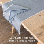 Over&Back 18x90 Woven Frayed Chambray Cotton Table Runner - Washable Table Runners for a Custom Home Decor Tablescape - Hand-Finished Frayed Edges - Coffee Table, Dinner Table, Living Room - Blue - Image 3