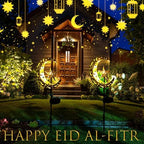 Tujoe 2 Pcs Eid Mubarak Solar Lights Eid Al Adha Outdoor Decorations Mubarak Star Moon Lights Solar Stakes Waterproof for Outdoor Decorations Garden Walkway Lawn Patio Yard(Star) - Image 4