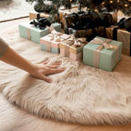 AOGU 48 Inch Faux Fur Christmas Tree Skirt Beige Plush Skirt for Merry Christmas Party Christmas Tree Decoration - Image 2