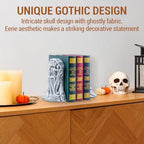 MyGift Gothic Bookends, Skull Decorative Book Ends for Heavy Books, Resin Horror Themed Death Skull Statue Book Holder for Shelves, Office, Halloween Decor - Image 6