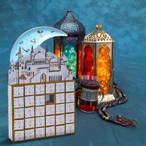 Ramadan Advent Countdown Calendar Wood - Ramadan Decorations for Home Eid Mubarak Table Decor, 30 Days Countdown Calendar Lights Drawers Ramadan Islam Kareem Table Centerpieces Décor DIY - Image 6
