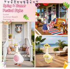 10 Set Porch Goose Outfits for 23" Lawn Goose Statue,All Seasons Goose Clothes Bundle with Valentine St Patrick Easter Spring Floral Raincoat Summer Patriotic Halloween Thanksgiving Christmas Costumes - Image 6