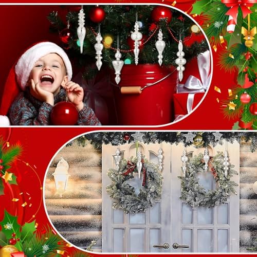Soaoo 6 Pcs 6.3 in Silver Mercury Glass Finial Christmas Ornaments - Image 6