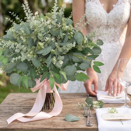 Daynight 120 Pcs Artificial Mixed Eucalyptus Stems Bulk, Green - Image 6