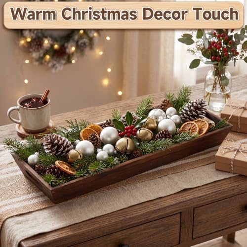 Gisafai 6 Pcs Long Wooden Narrow Tray Large Fall Serving Trays with Handle - Image 5