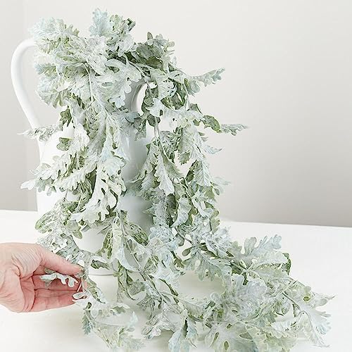 Factory Direct Craft Artificial Dusty Miller Cascading Bush Fake Greenery for Summer Arrangements and Everyday Displays - 30 Inches - Image 4