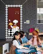 Red Kitchen Chef Door Cover Decorations, Welcome Front Door Backdrop, Black Plaid Gourmet Food Vintage Hanging Banner Sign for Holiday Party Supplies Indoor Outdoor Holiday Decor 35.4x71 Inch - Image 3