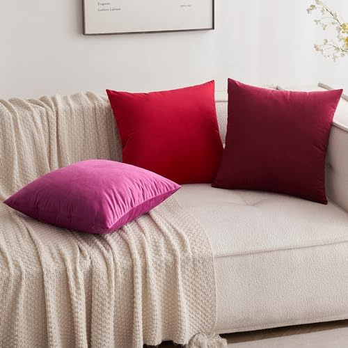 MIULEE 26x26 Inch Pack of 2 Euro Velvet Throw Pillow Covers Wine Red - Image 4