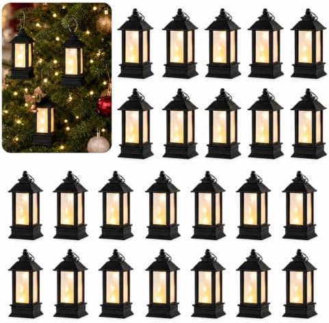 24 Pack Black Mini Lanterns Decorative Indoor, for Wedding Decor by Staymoment