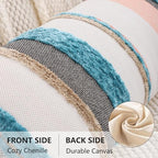 Coastal Lumbar Throw Pillow Cover 14x36 Boho Decor Turquoise Blue - Image 2