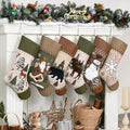 LUBOT 6 Pack Christmas Stockings Set of 6 Large Family Xmas Stocking Embroidered 20" Leather Boho Rustic Country Vintage Woven Fireplace Hanging Holiday Decor by LUBOT