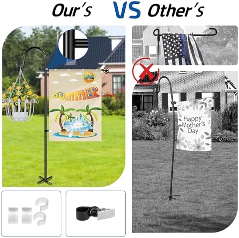 Ottsuls Garden Flag Stand, 2 Pack Heavy Duty Flag Pole Holder with Shepherd Hook for Yard Decoration, 60 INCH Sturdy Yard Flag Post Stake Outdoor Garden Flag Holder for 28''x40'' Flags (Without Flag) - Image 3