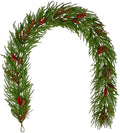 Hollyone 9FT Norfolk Pine Garland Real Touch Winter Pine Garland with Red Berry Christmas Garlands Artificial Greenery for Table Mantle Wall Indoor Outdoor Mantle Holiday Christmas Home Decor by Hollyone