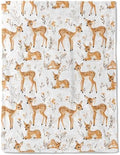 Cute Deer Fleece Blanket - Lightweight Soft Cozy Gifts Throw for Nature Lovers,Kids,Girls,Women,Sweet Animal & Floral White Blankets,Home Room Modern Art Decor 50x60in by AINORI