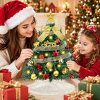 2FT Mini Christmas Tree with 40 Lights, Balls Tree Skirt 8 Lighting Modes - Image 6