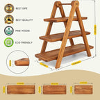 Wooden 3 Tier Serving Tray, Detachable Cupcake Stand, Rectangle Serving Platter Three Tiered Stand,Fruit,Appetizer,Dessert Decorative Tray Decor Party Food Table Display - Image 3
