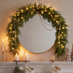 Retrowavy Christmas Mirror Garland Cedar Decor 6.56ft, Warm Tone, 5 Pcs - Image 3