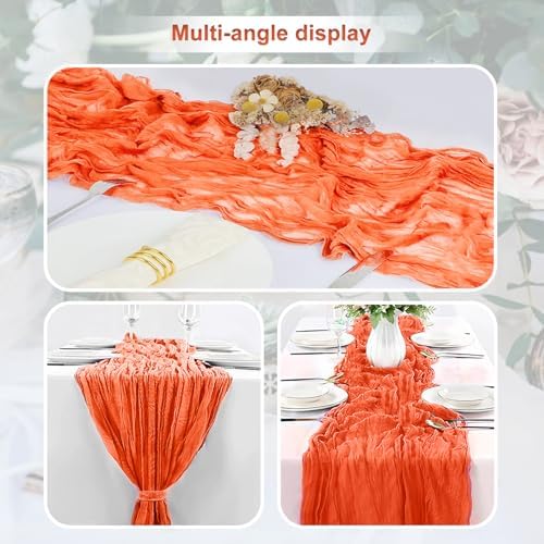 10 Pack Orange Cheesecloth Table Runner 35x120 Inch 10Ft Rustic Gauze Cheese Cloth Table Runner Sheer Cheesecloth Table Runners for Wedding Party Bridal Shower Decoration - Image 6