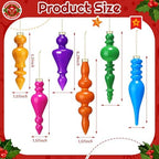 Soaoo 6 Pcs 6.3 in Neon Colors Mercury Glass Finial Christmas Ornaments - Image 2