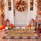 Tinideya 2 Pcs Fall Hello Pumpink Doormat Set for Front Porch Decor - Image 6