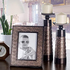 Creative Scents Dublin Brown Pillar Candle Holder Set of 2 - Home Decor Aesthetic, Coffee Table Decor Mantel Centerpieces Table Decorations, Living Room Decor or Dining Tabletop Decor -Gift Packaged- - Image 2