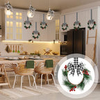 Crowye 12 Pcs Mini Christmas Wreaths Kitchen Cabinet Door, Black and White - Image 4