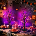 [Timer] 2 Pack Halloween Decorations Indoor, 24 Inch Lighted Black Halloween Tree with 24 Orange & Purple Lights, USB or Battery Powered Spooky Tabletop Tree for Home, Party, Fireplace & Holiday Decor - Image 6