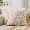 100% Cotton French Pastoral Throw Pillow Covers Set of 2, 24x24 Inch Double Sided/Brown, Farmhouse Decorative Cushion Covers for Sofa Bed Living Room Home Decor by Unknown