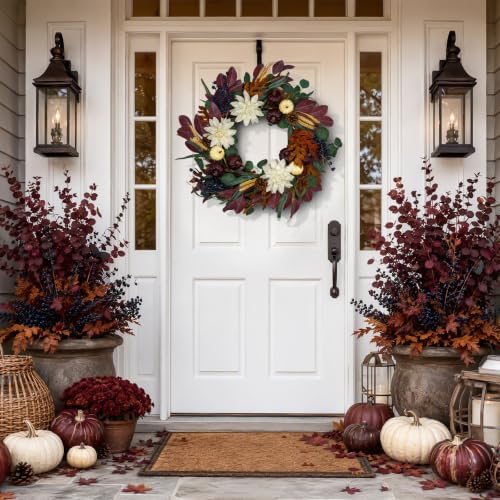 24 Inch Fall Wreath for Front Door, Autumn Wreath for Door Decoration - Image 4