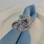 Bakayoyo Elegant Vintage Silver Herb Napkin Rings Set of 12 - Glossy Leaf Napkin Holders, Metal Table Adornment for Christmas, Thanksgiving, Weddings & Holiday Parties - Image 6