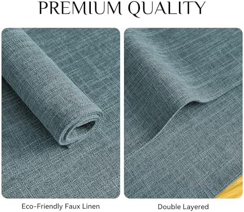 Softalker Faux Linen Cloth Placemats Set of 12-12 x 18 Inch, Light Blue - Image 4