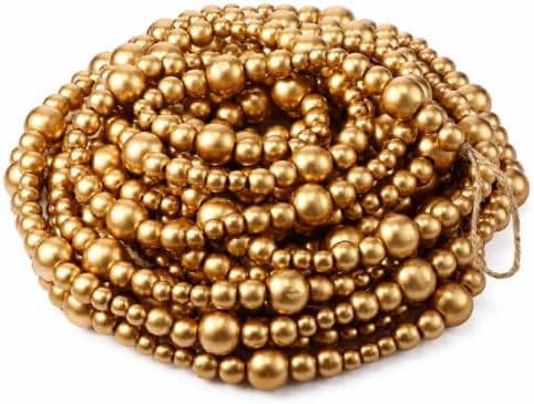 Zeyune 1 Pcs 66 Feet Christmas Beads Garland, Gold by Zeyune