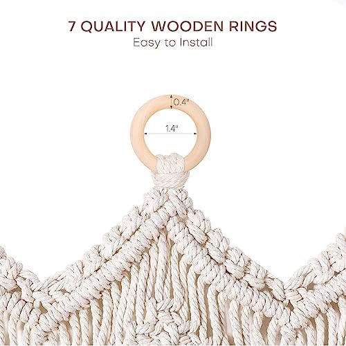 Osunnus Macrame Wall Hanging Macrame Valance Curtain for Window Doorway 40" x 30" Boho Macrame Wall Tapestry Decor with Tassel, 1 Panel - Image 7