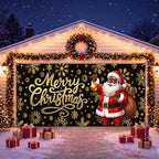 7 x 16 ft Black Santa Christmas Garage Door Cover Santa Claus Hanging Decor - Image 5