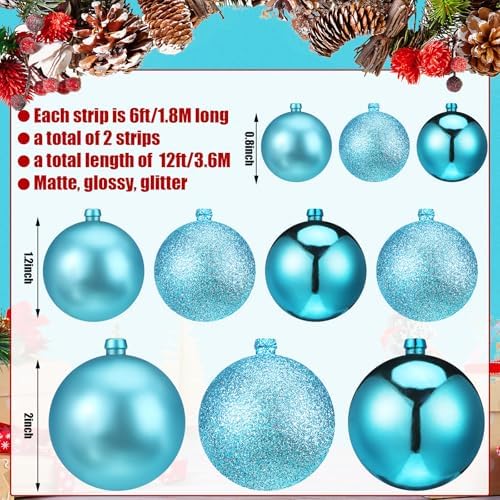 2 Pcs 6 ft Christmas Ball Ornament Garland, Lake Blue - Image 2